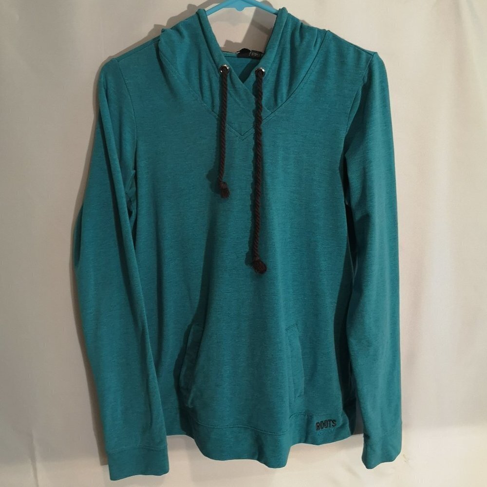 Roots Active Ladies Size Small Teal Color Lined Hood Long Sleeve Hoodie